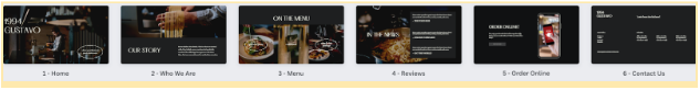 Example of Dark-themed restaurant website UI