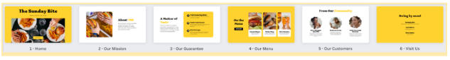 Example of Yellow+White Colour Scheme-Based Restaurant Website UI